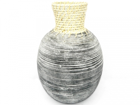 Bamboo vase with rope rim